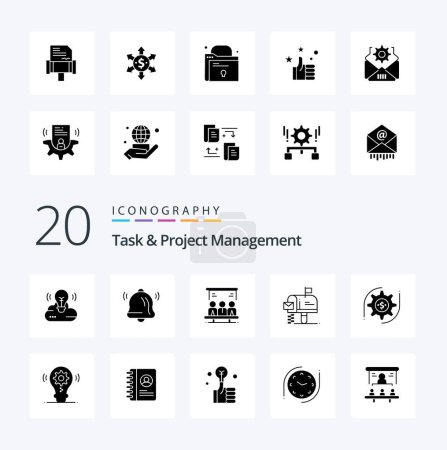 Illustration for 20 Task And Project Management Solid Glyph icon Pack like mailbox  box  notification technology - Royalty Free Image