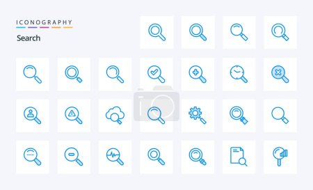 Téléchargez les illustrations : Pack icône 25 Search Blue - en licence libre de droit