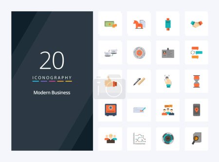 Illustration for 20 Modern Business Flat Color icon for presentation - Royalty Free Image