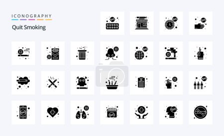 Illustration for 25 Quit Smoking Solid Glyph icon pack - Royalty Free Image