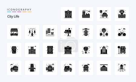 Illustration for 25 City Life Solid Glyph icon pack - Royalty Free Image