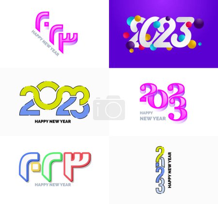 Illustration for Big Collection of 2023 Happy New Year symbols. Cover of business diary for 2023 with wishes - Royalty Free Image