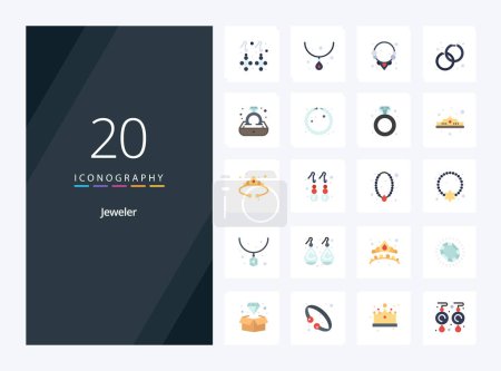 Ilustración de 20 Icono de color plano de joyería para presentación - Imagen libre de derechos