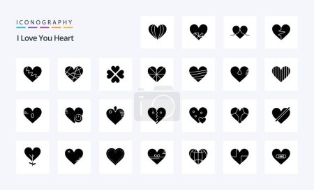 Illustration for 25 Heart Solid Glyph icon pack - Royalty Free Image