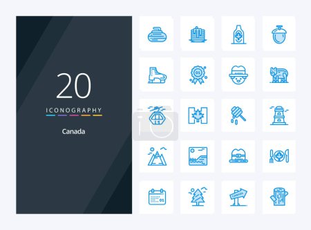 Téléchargez les illustrations : 20 icône de couleur bleu Canada pour la présentation - en licence libre de droit