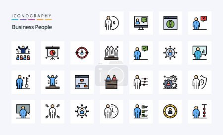 Ilustración de Paquete de iconos de 25 Business People Line Filled Style - Imagen libre de derechos