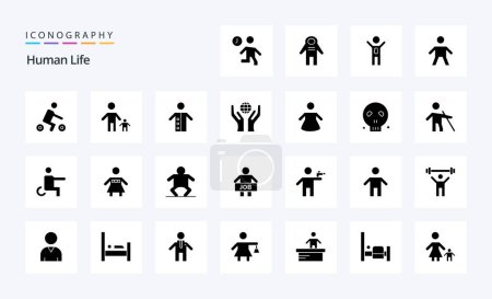 Ilustración de 25 Paquete de icono de glifo sólido humano - Imagen libre de derechos