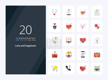 Téléchargez les illustrations : 20 Love Flat icône de couleur pour la présentation - en licence libre de droit