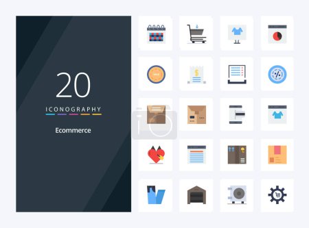 Téléchargez les illustrations : 20 icône Ecommerce Flat Color pour la présentation - en licence libre de droit
