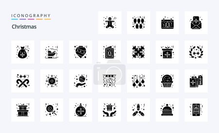 Illustration for 25 Christmas Solid Glyph icon pack - Royalty Free Image