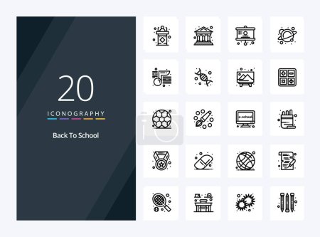 Illustration for 20 Back To School Outline icon for presentation - Royalty Free Image