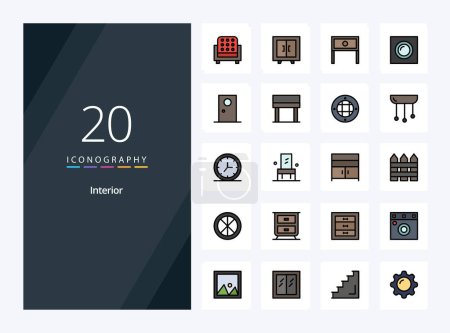Illustration for 20 Interior line Filled icon for presentation - Royalty Free Image