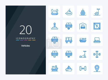 Illustration for 20 Vehicles Blue Color icon for presentation - Royalty Free Image