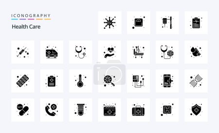 Ilustración de Paquete de iconos de glifos sólidos de atención médica - Imagen libre de derechos