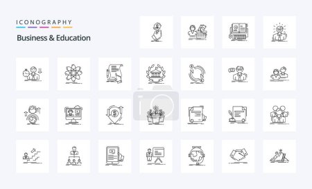 Illustration for 25 Business And Education Line icon pack - Royalty Free Image