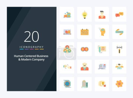 Illustration for 20 Human Centered Business And Modern Company Flat Color icon for presentation - Royalty Free Image