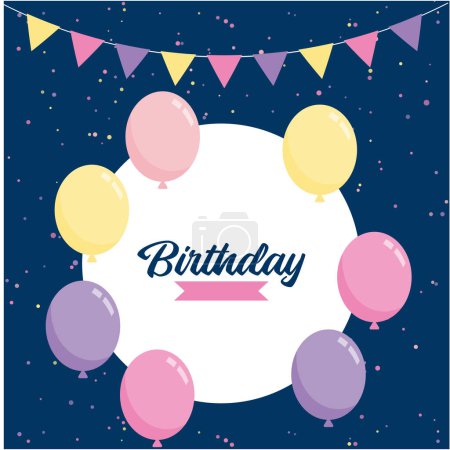 Ilustración de Feliz cumpleaños a usted Fondo globo para fiesta fiesta cumpleaños promoción tarjeta cartel - Imagen libre de derechos