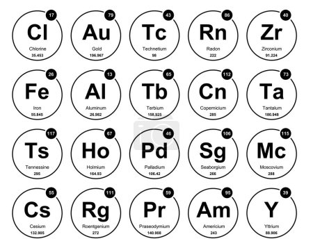 Ilustración de 20 Tabla preyódica de los elementos. Diseño del paquete de iconos - Imagen libre de derechos