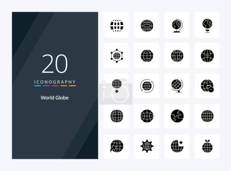 Ilustración de 20 Globe Solid Glyph icono para la presentación - Imagen libre de derechos