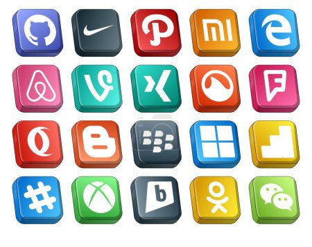 Ilustración de 20 Paquete de iconos de redes sociales que incluye xbox. afloja. grooveshark. google analytics. mora - Imagen libre de derechos
