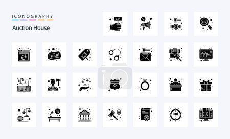 Ilustración de 25 paquete de iconos de glifo sólido de subasta - Imagen libre de derechos