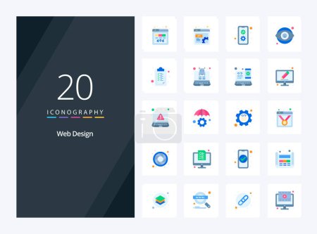 Illustration for 20 Web Design Flat Color icon for presentation - Royalty Free Image