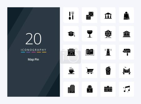 Illustration for 20 Map Pin Solid Glyph icon for presentation - Royalty Free Image