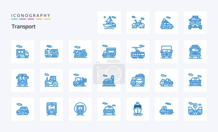 Illustration for 25 Transport Blue icon pack - Royalty Free Image