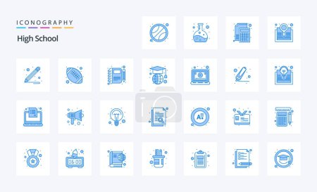 Illustration for 25 High School Blue icon pack - Royalty Free Image