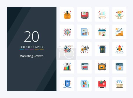Illustration for 20 Marketing Growth Flat Color icon for presentation - Royalty Free Image