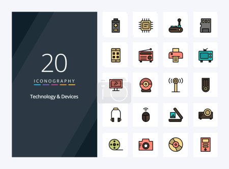 Illustration for 20 Devices line Filled icon for presentation - Royalty Free Image