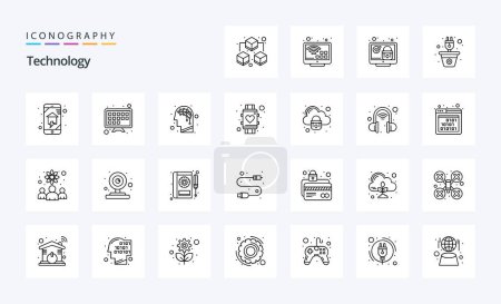 Ilustración de Paquete de iconos de 25 Technology Line - Imagen libre de derechos