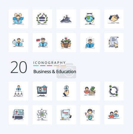Ilustración de 20 Línea de negocio y educación llena icono de color Pack como canasta sueldo en línea personas encuentran - Imagen libre de derechos