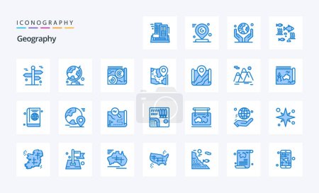 Illustration for 25 Geo Graphy Blue icon pack - Royalty Free Image