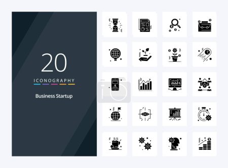 Téléchargez les illustrations : 20 icône de Glyphe Solide de démarrage d'entreprise pour la présentation - en licence libre de droit