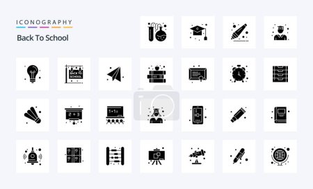 Illustration for 25 Back To School Solid Glyph icon pack - Royalty Free Image