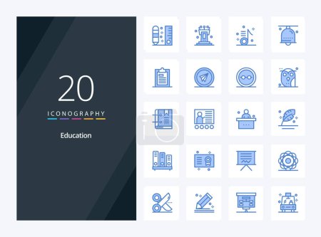 Ilustración de 20 Educación icono de color azul para la presentación - Imagen libre de derechos