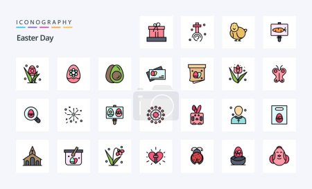 Illustration for 25 Easter Line Filled Style icon pack - Royalty Free Image