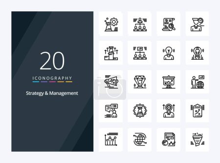 Illustration for 20 Strategy And Management Outline icon for presentation - Royalty Free Image