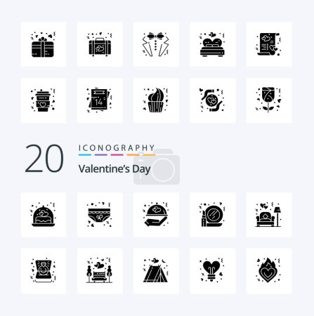 Illustration for 20 Valentines Day Solid Glyph icon Pack like couch mirror romance make wedding - Royalty Free Image
