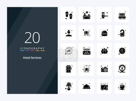 Illustration for 20 Hotel Services Solid Glyph icon for presentation - Royalty Free Image