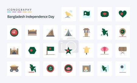 Illustration for 25 Bangladesh Independence Day Flat color icon pack - Royalty Free Image