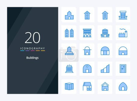 Illustration for 20 Buildings Blue Color icon for presentation - Royalty Free Image