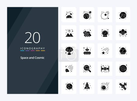 Téléchargez les illustrations : Icône Glyphe solide de 20 espaces pour la présentation - en licence libre de droit