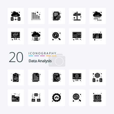 Illustration for 20 Data Analysis Solid Glyph icon Pack like data setting database management develop - Royalty Free Image