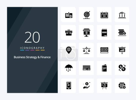 Téléchargez les illustrations : 20 Stratégie d'entreprise et finance icône Glyphe solide pour la présentation - en licence libre de droit