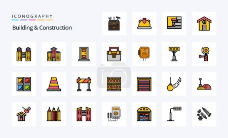 Ilustración de 25 Construcción y construcción de línea llena icono de estilo pack - Imagen libre de derechos