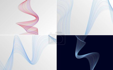 Illustration for Create a modern and sleek look with a set of 4 abstract waving line backgrounds - Royalty Free Image