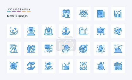 Téléchargez les illustrations : 25 Nouveau pack icône Business Blue - en licence libre de droit