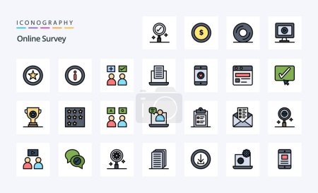 Illustration for 25 Online Survey Line Filled Style icon pack - Royalty Free Image